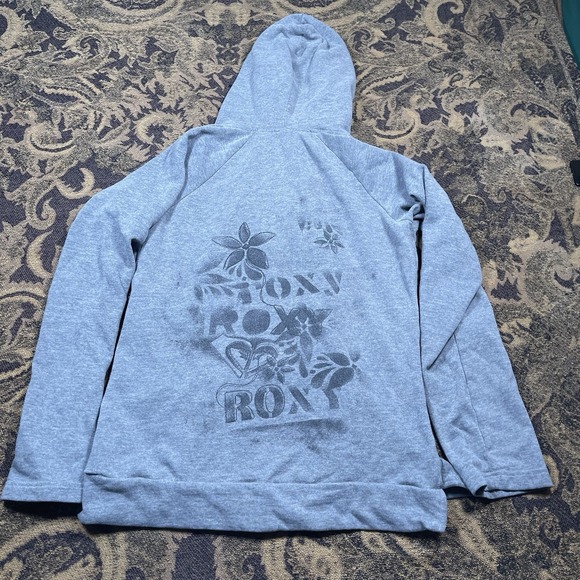 Roxy Sweaters - Vtg Y2K Roxy Bohemian Gray Pullover Sweater Womens Size Large Floral